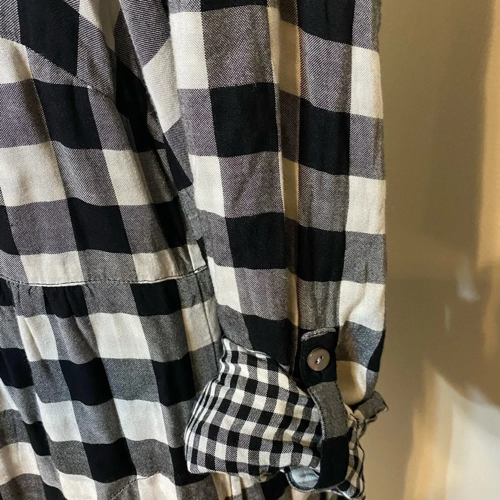 J.Jill Black White Gingham Empire Waist Country Chic Button Back Dress | Small - Picture 4 of 7